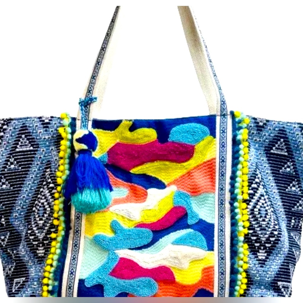 America & Beyond Beaded Tote Bag